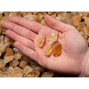 Single Medium Raw Crushed Citrine Crystal Piece Gold Yellow Gemstones Rough Gem